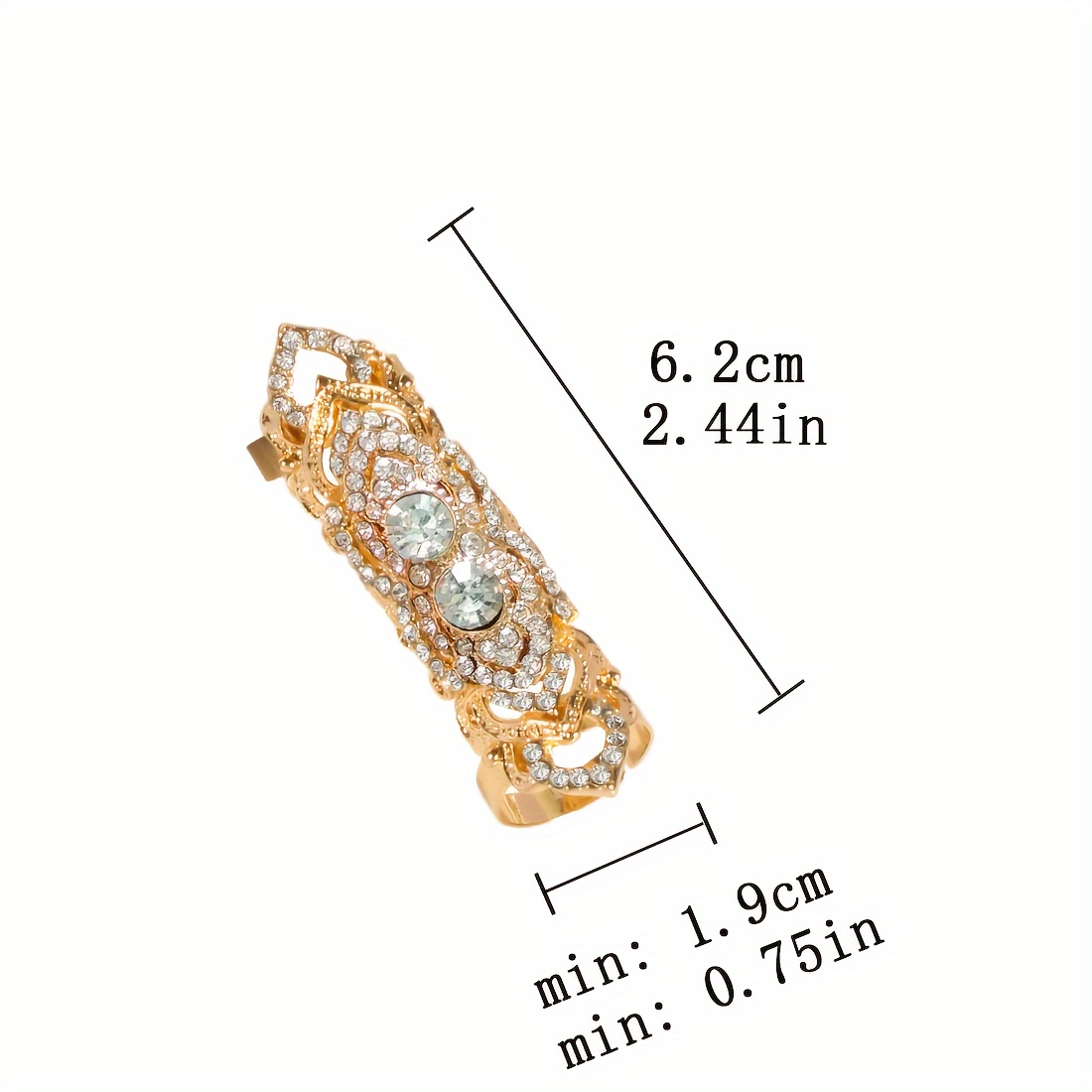 Adjustable Layered Ring with Sparkling Rhinestones Vintage Inspired